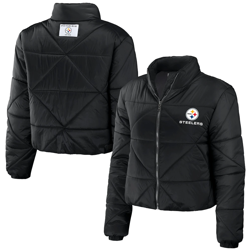 Veste courte zippée noire WEAR by Erin Andrews pour femme des Pittsburgh Steelers