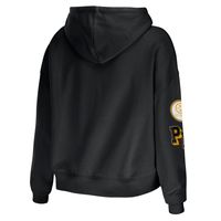 Women's WEAR by Erin Andrews Black Pittsburgh Steelers Plus Modest Cropped Pullover Hoodie