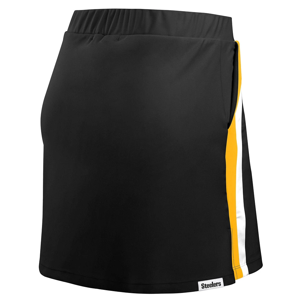 Jupe-short à rayures noires des Steelers de Pittsburgh pour femme WEAR by Erin Andrews