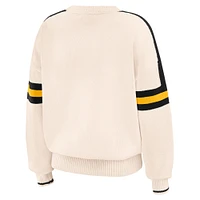 Women's WEAR by Erin Andrews  Cream Pittsburgh Steelers Stripe Pullover Sweater