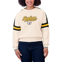 Women's WEAR by Erin Andrews  Cream Pittsburgh Steelers Stripe Pullover Sweater