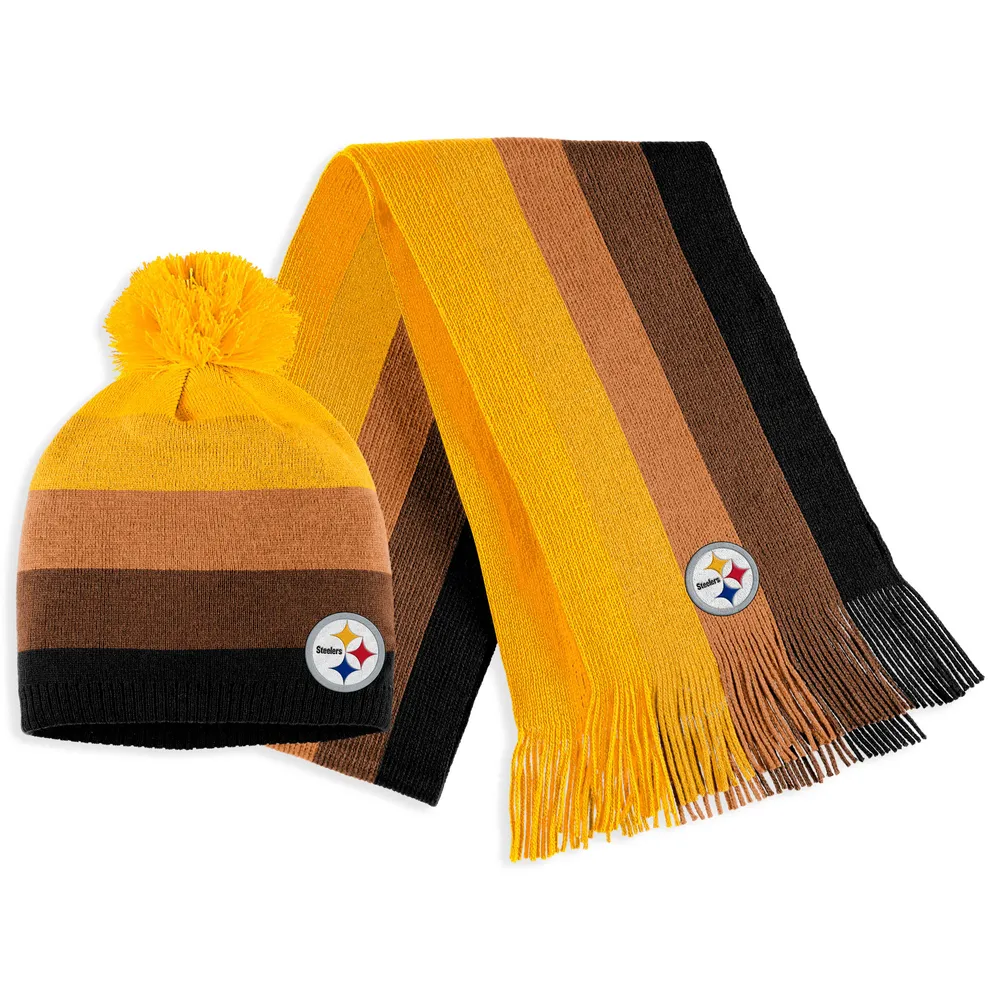 Ensemble bonnet et écharpe en tricot à pompon ombré doré des Steelers de Pittsburgh WEAR by Erin Andrews pour femme