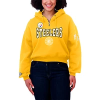 Women's WEAR by Erin Andrews Gold Pittsburgh Steelers Plus Patch Quarter-Zip Hoodie