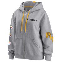 Women's WEAR by Erin Andrews Gray Pittsburgh Steelers Full-Zip Hoodie