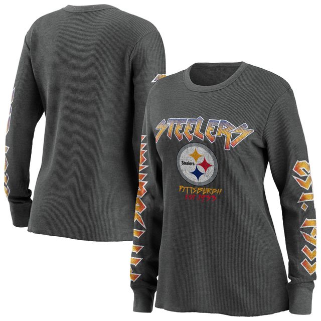 Women's WEAR by Erin Andrews Grey Pittsburgh Steelers - Haut thermique à manches longues