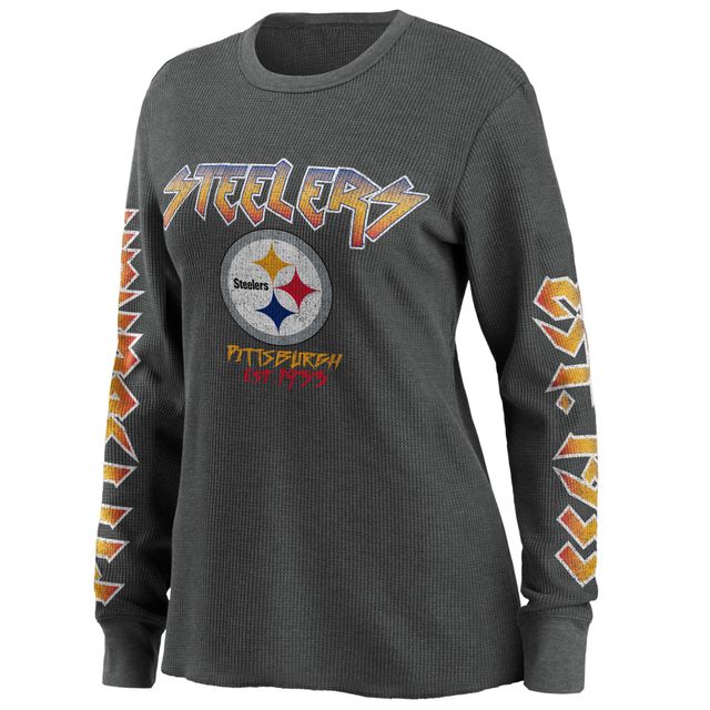 Women's WEAR by Erin Andrews Grey Pittsburgh Steelers - Haut thermique à manches longues