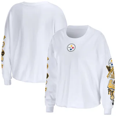 Lids Pittsburgh Penguins WEAR by Erin Andrews Women's Celebration Cropped  Long Sleeve T-Shirt - White