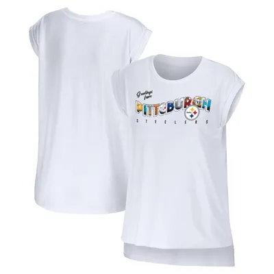 Pittsburgh Steelers WEAR by Erin Andrews Women's Greetings From Muscle T-Shirt - White