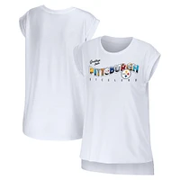 WEAR by Erin Andrews T-shirt blanc Pittsburgh Steelers Greetings From Muscle pour femmes