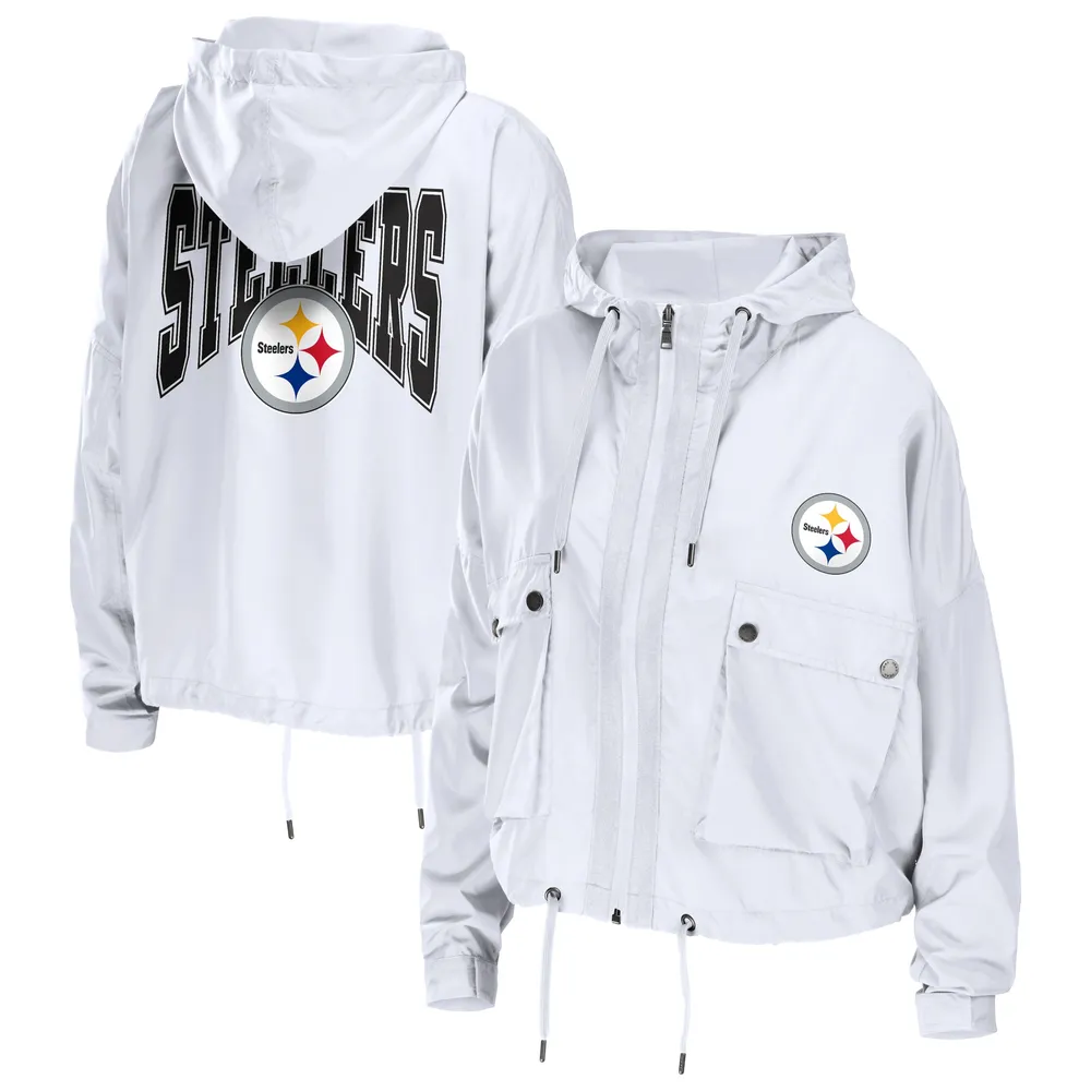 WEAR by Erin Andrews Women's WEAR by Erin Andrews White Pittsburgh Steelers  Logo Full-Zip Hoodie