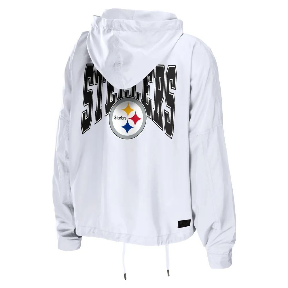 Women's Wear by Erin Andrews White Pittsburgh Steelers Domestic Pullover Sweatshirt Size: Large