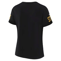 T-shirt à lacets noir Draft Me des Pittsburgh Steelers pour femme WEAR by Erin Andrews x Gracie Hunt