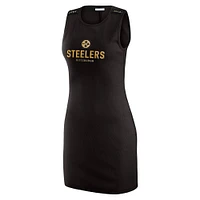 Women's WEAR by Erin Andrews x Gracie Hunt Black Pittsburgh Steelers Ribbed Tank Dress