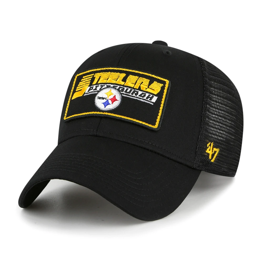 Youth '47 Black Pittsburgh Steelers Levee MVP Trucker Adjustable Hat