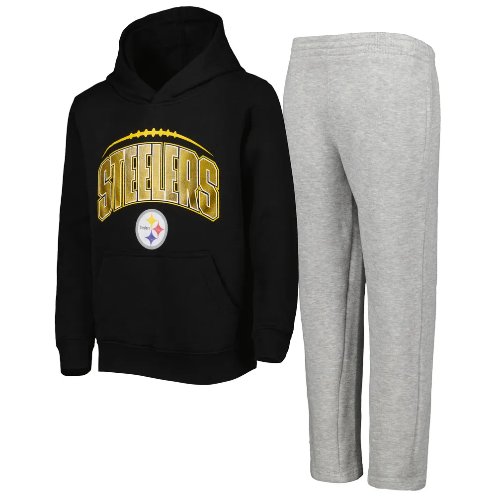 Pittsburgh Steelers Toddler Outerstuff Pullover Hoodie and Sweatpants Set -  Black/Heather Gray