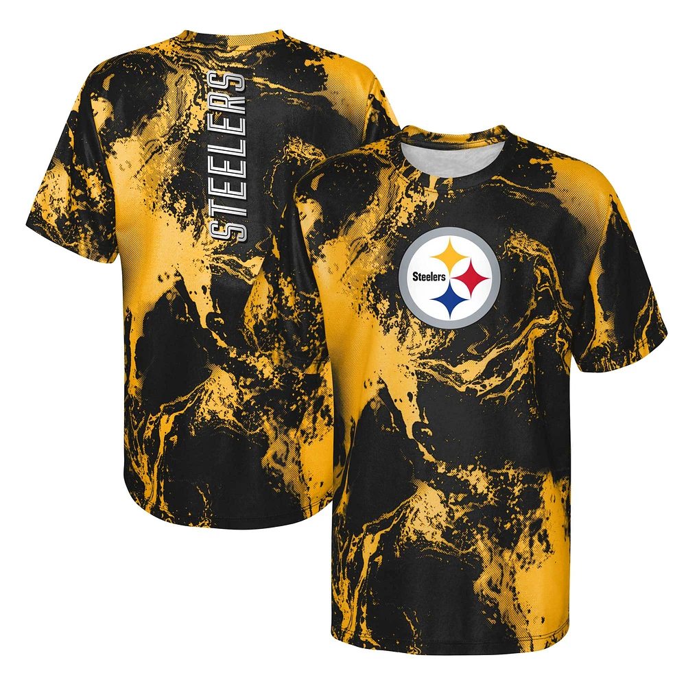 T-shirt noir Pittsburgh Steelers The Mix pour jeune