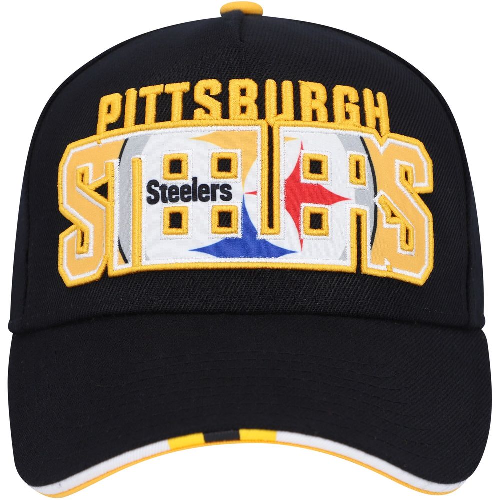 Youth Black Pittsburgh Steelers Pre-Curved Snapback Hat