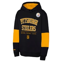 Sweat à capuche rétro en polaire noir pour jeunes des Pittsburgh Steelers