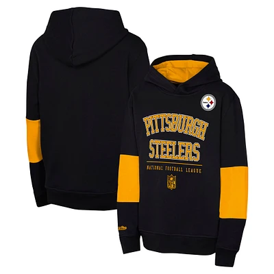Sweat à capuche rétro en polaire noir pour jeunes des Pittsburgh Steelers