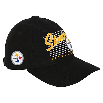 Casquette réglable rétro en laine noire pour jeunes des Steelers de Pittsburgh