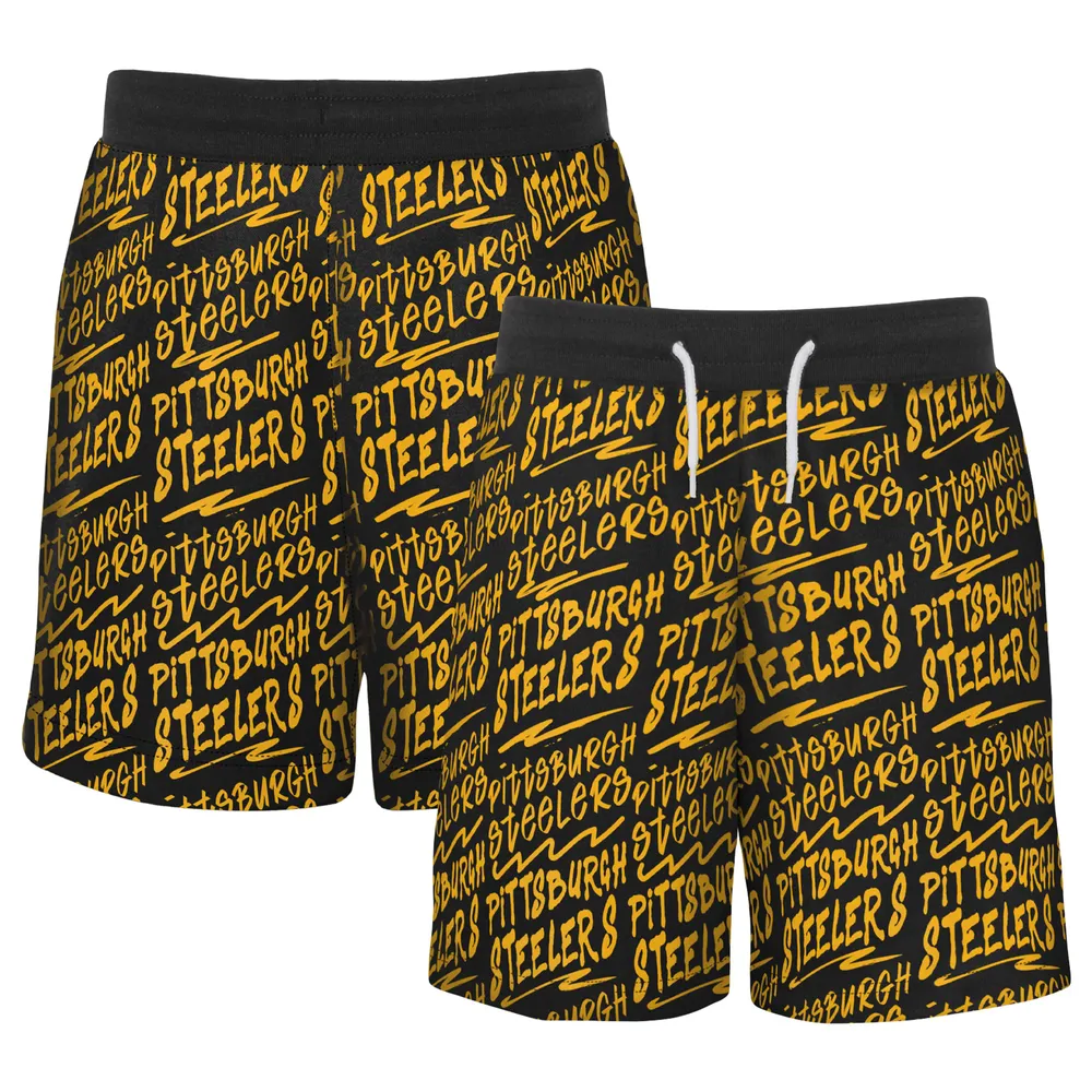 Youth Black Pittsburgh Steelers Super French Terry Shorts