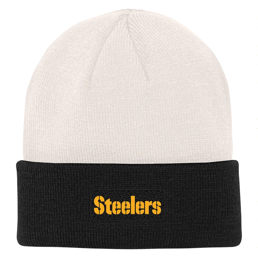 OST STL CREAM BLAC NFL YOUTH BONE CUFF KNIT HATYTHNIT