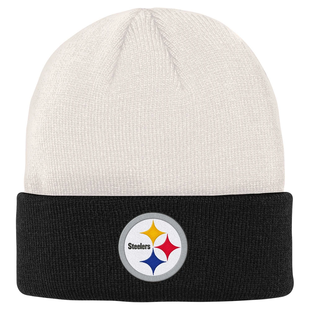 OST STL CREAM BLAC NFL YOUTH BONE CUFF KNIT HATYTHNIT