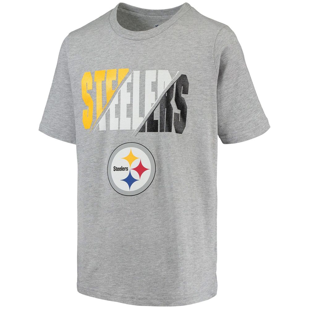 Youth Heathered Gray Pittsburgh Steelers Mean Streak - T-Shirt