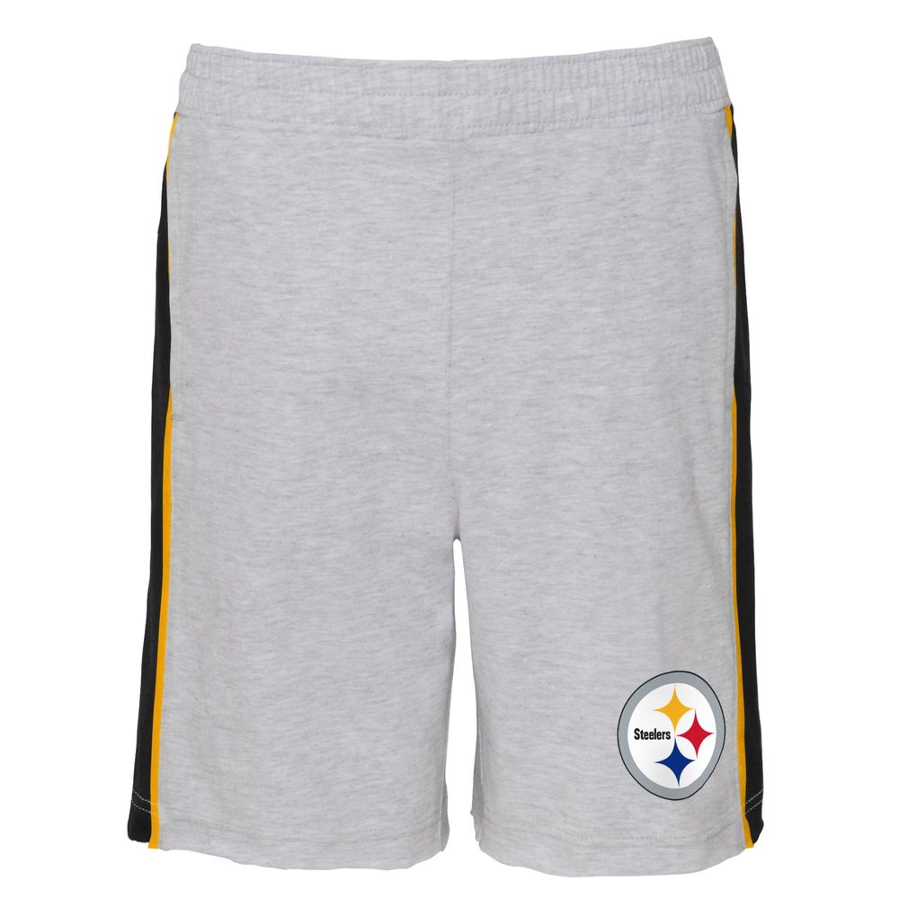 Youth Heathered Gray Pittsburgh Steelers Wingback French Terry - Shorts