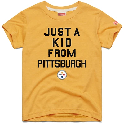 T-shirt a trois bandes Just Kid des Pittsburgh Steelers, hommage aux jeunes