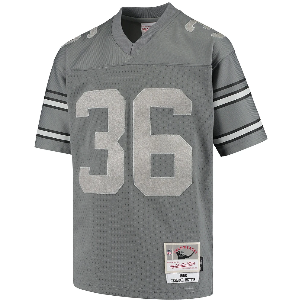 Youth Mitchell & Ness Jerome Bettis Charcoal Pittsburgh Steelers 1996 Retired Player Metal Replica Jersey