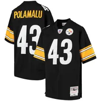 Men's Pittsburgh Steelers Troy Polamalu Mitchell & Ness White Retired Player  Name & Number Mesh Top