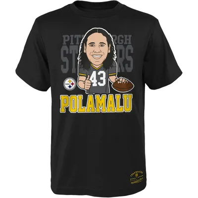 Youth Troy Polamalu Pittsburgh Steelers Black Distressed Name