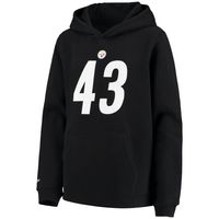 Youth Mitchell & Ness Troy Polamalu Black Pittsburgh Steelers Retired Player Name Number Pullover Hoodie
