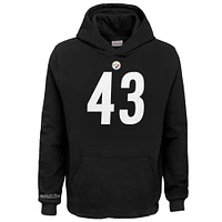 Youth Mitchell & Ness Troy Polamalu Black Pittsburgh Steelers Retired Player Name Number Pullover Hoodie