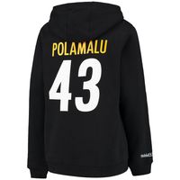Youth Mitchell & Ness Troy Polamalu Black Pittsburgh Steelers Retired Player Name Number Pullover Hoodie