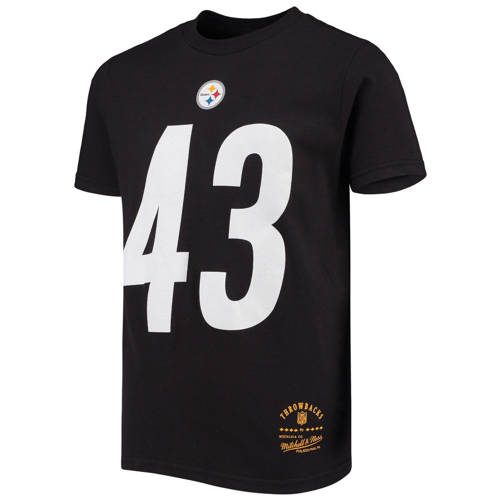 Mitchell & Ness Youth Mitchell & Ness Troy Polamalu Black Pittsburgh  Steelers Retired Retro Player Name Number T-Shirt