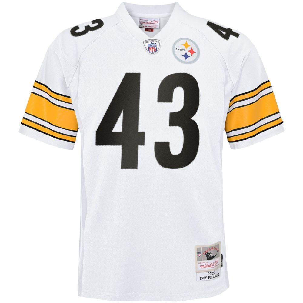 Mitchell & Ness Youth Troy Polamalu White Pittsburgh Steelers 2005 Retired Player Legacy Jersey - White