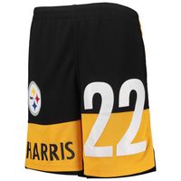 Outerstuff Men's Black Pittsburgh Steelers Cool Down Tri-Color Elastic Training Shorts Size: Large