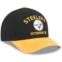 Youth New Era Black/Gold Pittsburgh Steelers 2025 NFL Draft 9FORTY A-Frame M-Crown Adjustable Hat