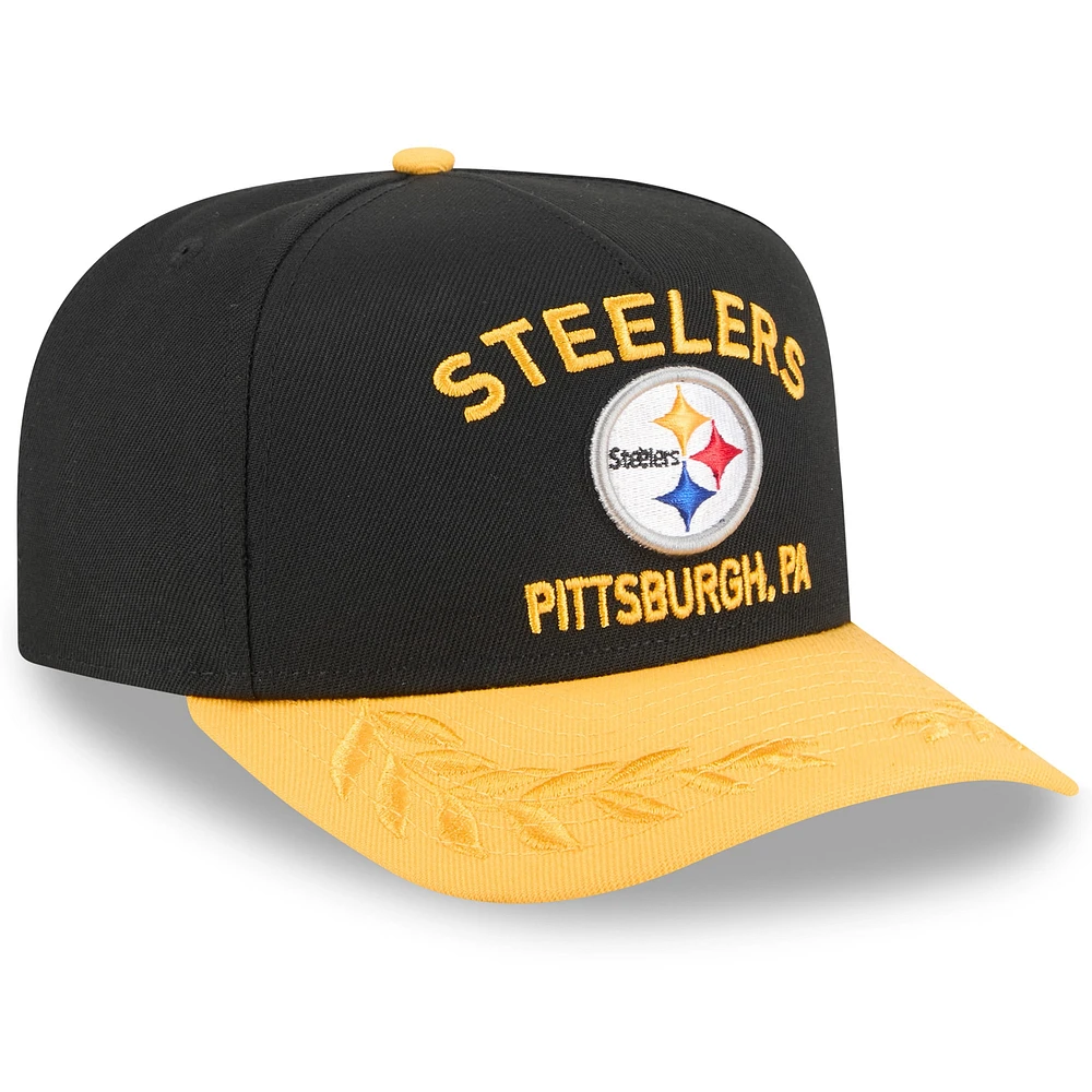 Youth New Era  Black/Gold Pittsburgh Steelers 2025 NFL Draft A-Frame 9FIFTY Snapback Hat