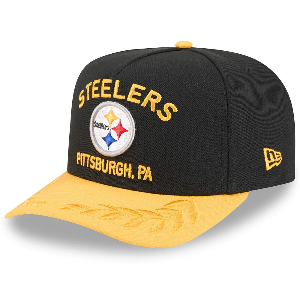 Youth New Era Black/Gold Pittsburgh Steelers 2025 NFL Draft A-Frame 9FIFTY Snapback Hat
