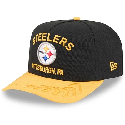 Youth New Era  Black/Gold Pittsburgh Steelers 2025 NFL Draft A-Frame 9FIFTY Snapback Hat