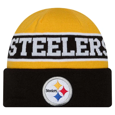 Bonnet en tricot réversible à revers noir Pittsburgh Steelers Active New Era pour jeunes