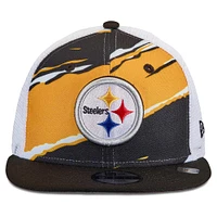 Youth New Era Black Pittsburgh Steelers Tear 9FIFTY Trucker Snapback Hat