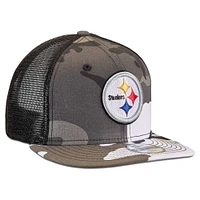 Youth New Era Camo/Black Pittsburgh Steelers Trucker 9FIFTY Snapback Hat