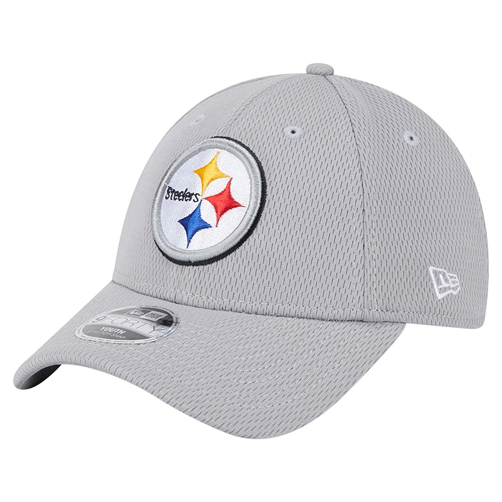 Youth New Era Gray Pittsburgh Steelers Main 9FORTY Adjustable Hat