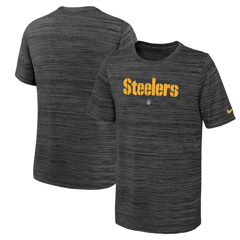 T-shirt Nike Pittsburgh Steelers Team Sideline Velocity Performance noir pour jeune