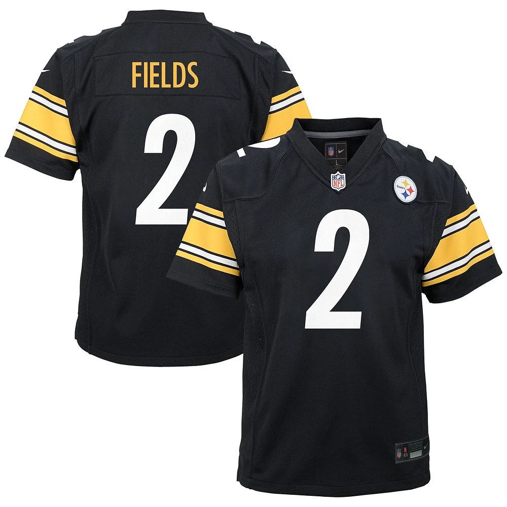 Maillot de match Nike Justin Fields noir pour jeunes des Pittsburgh Steelers