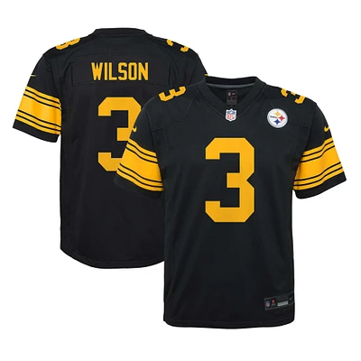 Maillot de jeu joueur alternatif Nike Russell Wilson noir des Steelers Pittsburgh pour jeunes